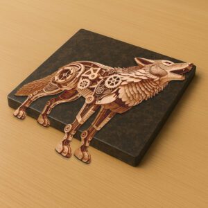 3D Illusion Laser File, Mechanical Wolf Howling at