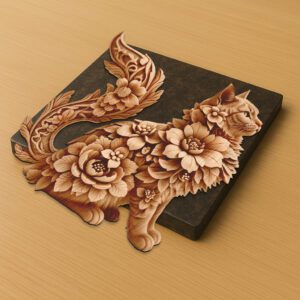 3D Illusion Laser Himalayan Cat Art, Unique Animal