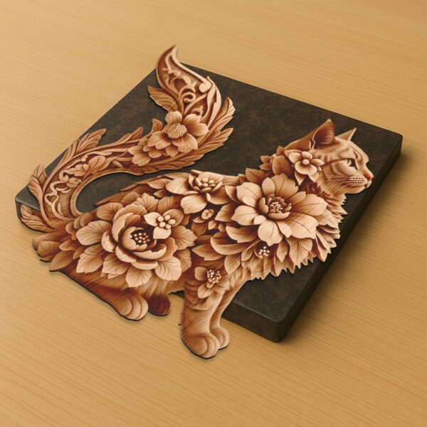 3D Illusion Laser Himalayan Cat Art, Unique Animal