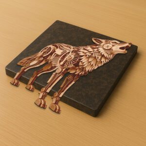 3D Illusion Mechanical Wolf Laser Design, Howling Animal