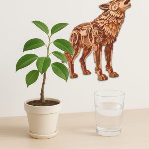 3D Illusion Mechanical Wolf Laser Design, Howling Animal