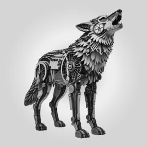3D Illusion Mechanical Wolf Laser Design, Howling Animal