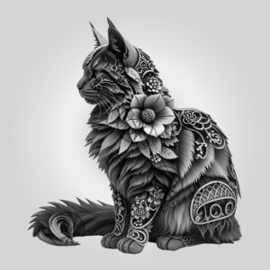 3D Illusion Norwegian Forest Cat Laser Engraving File,