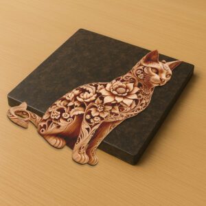 3D Illusion Oriental Shorthair Cat Laser Engraving File,