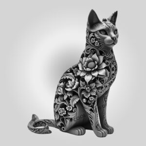 3D Illusion Oriental Shorthair Cat Laser Engraving File,