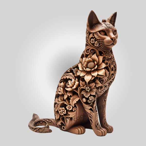 3D Illusion Oriental Shorthair Cat Laser Engraving File,