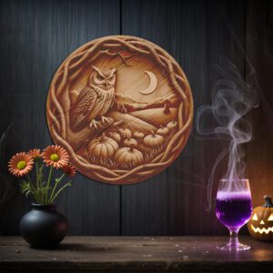 3D Illusion Owl Halloween Laser Engraving File, Midnight
