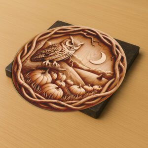 3D Illusion Owl Halloween Laser Engraving File, Midnight