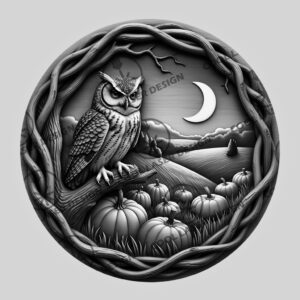 3D Illusion Owl Halloween Laser Engraving File, Midnight