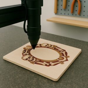 3D Illusion Skull Mirror Frame, Halloween Laser Engraving