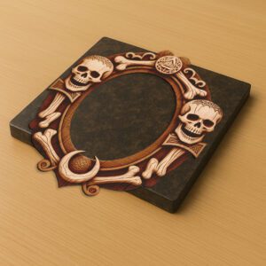 3D Illusion Skull Mirror Frame, Halloween Laser Engraving