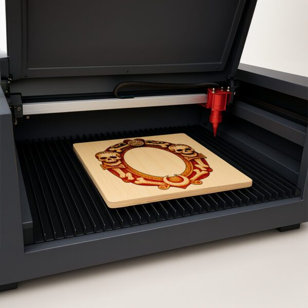 3D Illusion Skull Mirror Frame, Halloween Laser Engraving