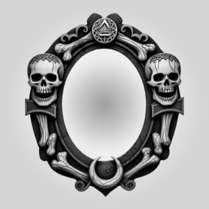 3D Illusion Skull Mirror Frame, Halloween Laser Engraving