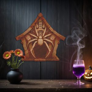3D Illusion Spiderweb Roof Engraving Design, Halloween Laser