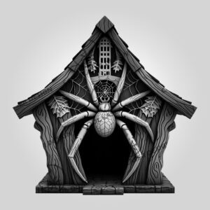 3D Illusion Spiderweb Roof Engraving Design, Halloween Laser