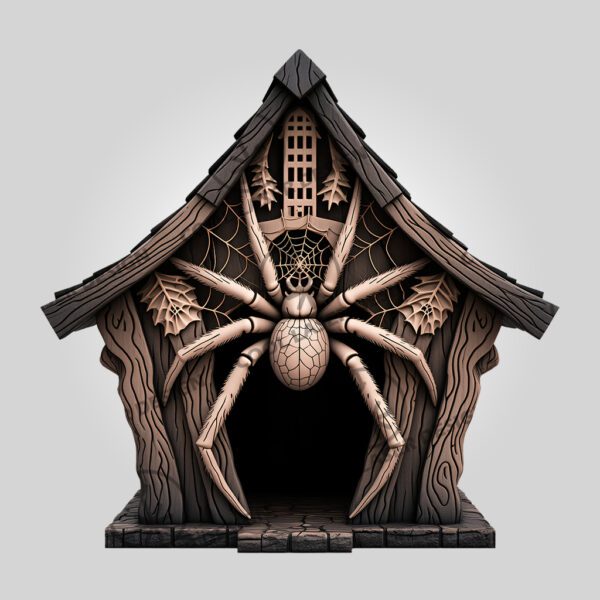 3D Illusion Spiderweb Roof Engraving Design, Halloween Laser