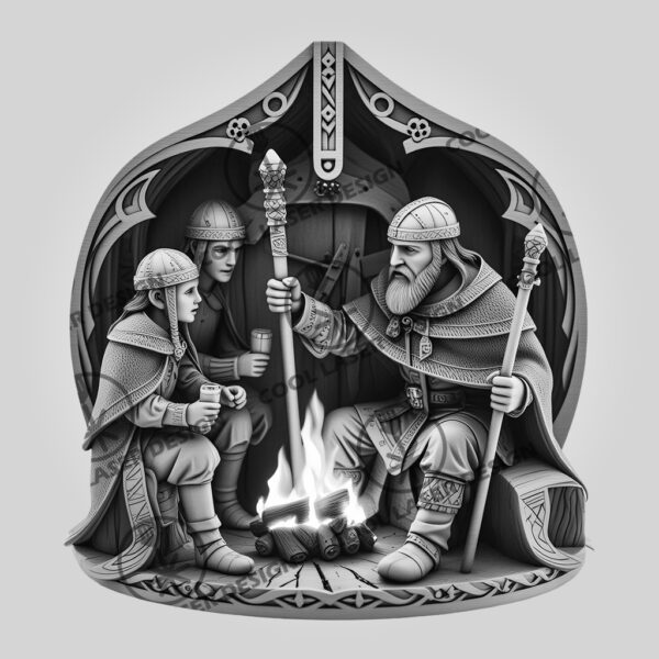 3D Illusion Viking Art Laser Engraving File, Norse