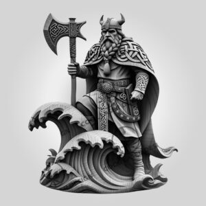 3D Illusion Viking Warrior Laser Engraving File, Norse