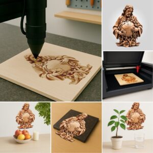 3D Jesus Illusion Laser Engraving Bundle, Christian Art