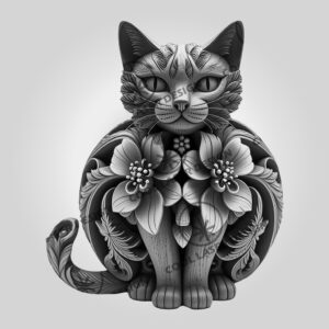 3D Laser Engraved Birman Cat File, Digital Pet