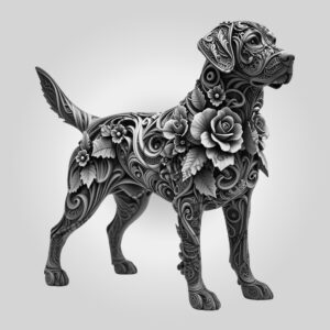 3D Laser Engraving File for Labrador Retriever, Floral