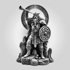 3D Laser Engraving File, Viking Horn Wall Art,