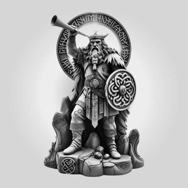 3D Laser Engraving File, Viking Horn Wall Art,