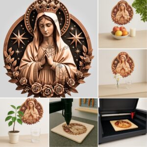 3D Laser Engraving Files Religious Bundle, Jesus Mary