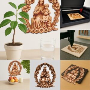 3D Laser Engraving Files Religious Bundle, Jesus Mary