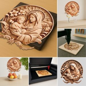 3D Laser Engraving Files Religious Bundle, Jesus Mary