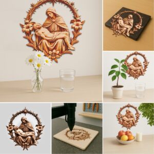 3D Laser Engraving Files Religious Bundle, Jesus Mary