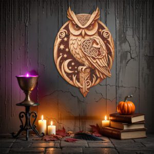 3D Owl Laser Engraving File, Halloween Moonlit Design,