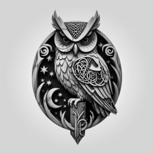 3D Owl Laser Engraving File, Halloween Moonlit Design,