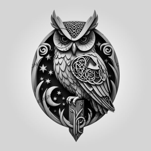 3D Owl Laser Engraving File, Halloween Moonlit Design,