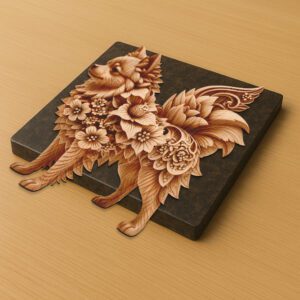 3D Pomeranian Dog Illusion Art, Laser Engraved Wall