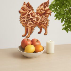 3D Pomeranian Dog Illusion Art, Laser Engraved Wall