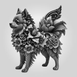 3D Pomeranian Dog Illusion Art, Laser Engraved Wall