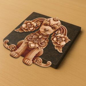 3D Poodle Illusion Laser Engraving File, Ornate Swirl