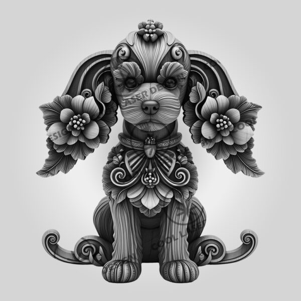 3D Poodle Illusion Laser Engraving File, Ornate Swirl