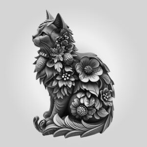 3D Ragdoll Cat Laser Engraving File, Pet Portrait