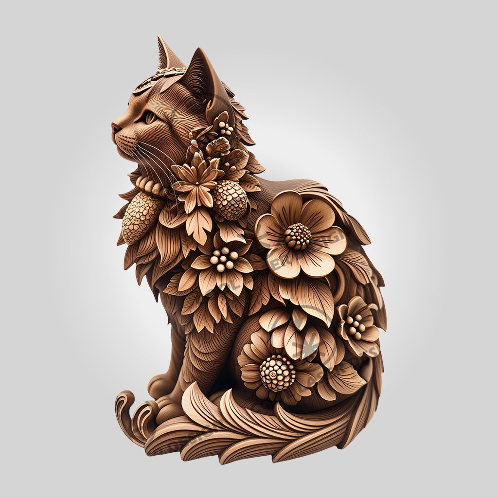 3D Ragdoll Cat Laser Engraving File, Pet Portrait