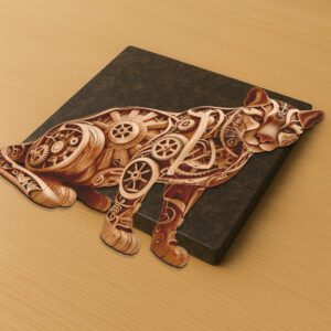 3D Steampunk Jaguar Laser Engraving File, Mechanical Animal