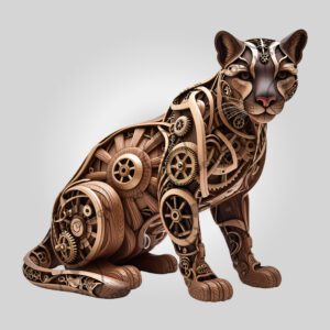 3D Steampunk Jaguar Laser Engraving File, Mechanical Animal