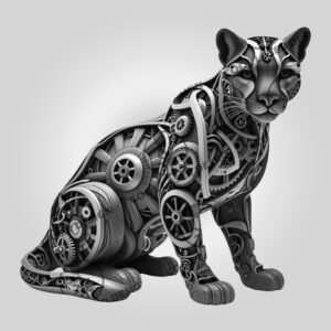 3D Steampunk Jaguar Laser Engraving File, Mechanical Animal