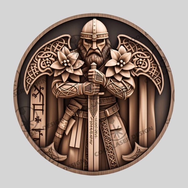 3D Viking Illusion Laser Engraving File, Norse Soldier,