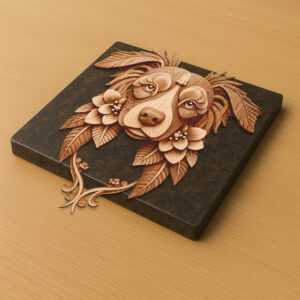 Australian Shepherd 3D Illusion Laser Engraving File, Feather