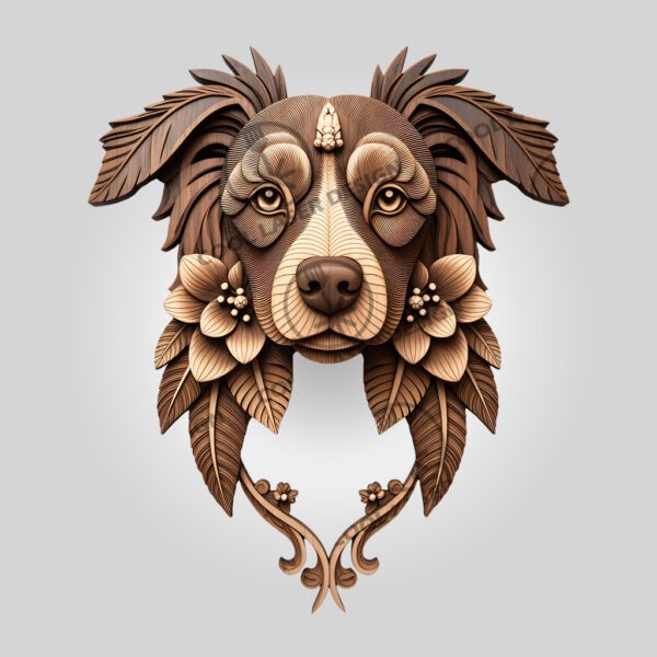 Australian Shepherd 3D Illusion Laser Engraving File, Feather