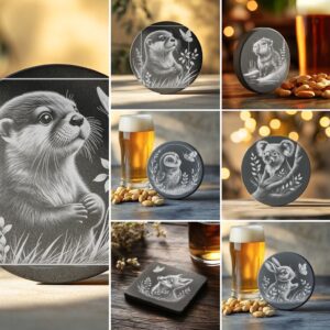 Baby Animal Coaster Engraving PNG Bundle, Cute Designs