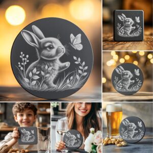 Baby Animal Coaster Engraving PNG Bundle, Cute Designs