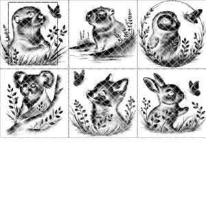 Baby Animal Coaster Engraving PNG Bundle, Cute Designs